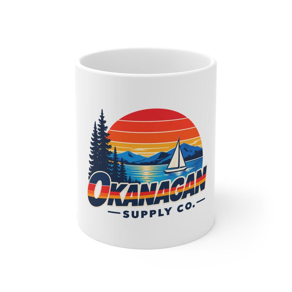 Okanagan Supply Co. Sailboat ceramic mug, front view