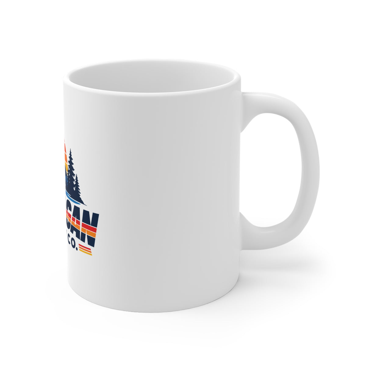 Okanagan Supply Co. ceramic mug styled with coffee