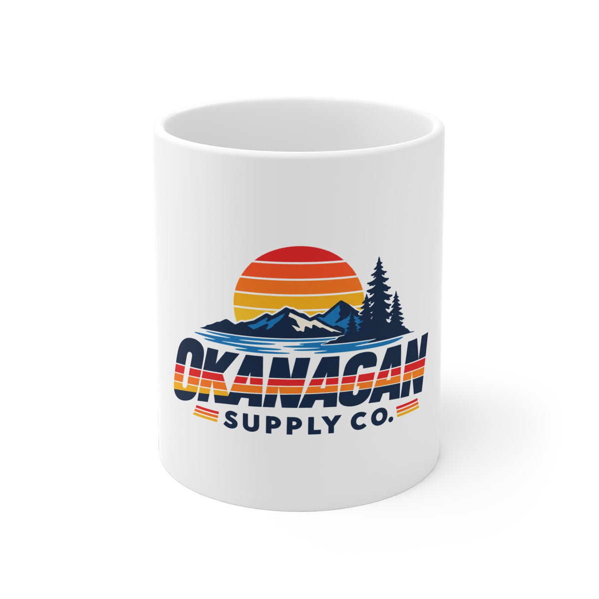 Okanagan Supply Co. Vintage Outdoors ceramic mug, front view
